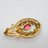 Edwardian Rolled Gold Seed Pearl & Paste Lavalier Drop Pendant Antique c1910