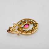 Edwardian Rolled Gold Seed Pearl & Paste Lavalier Drop Pendant Antique c1910