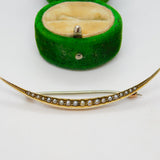 Victorian 9ct Yellow Gold Crescent Moon Sweetheart Brooch Antique c1890