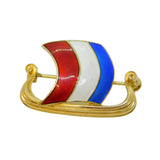 Einar Modahl Norwegian Sterling Silver Enamel Viking Ship Brooch Vintage