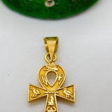 Egyptian 18ct Yellow Gold Ankh Cross Drop Pendant Vintage c1960 Arabic Marks