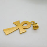 Egyptian 18ct Yellow Gold Ankh Cross Drop Pendant Vintage c1960 Arabic Marks