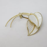 Ivar T. Holth Norwegian Sterling Silver White Enamel Floral Spray Brooch Vintage