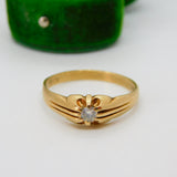 9ct Yellow Gold & 0.15ct Diamond Set Solitaire Ring Vintage 1985 London