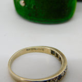 9ct Gold, Sapphire & Diamond Half Eternity Ring Vintage 1980 London