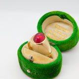 9ct Yellow Gold Cabochon 2ct Natural Ruby Signet Ring Vintage 1964 London