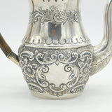 Victorian Sterling Silver Floral Repousse Coffee Pot Antique 1898 Birmingham