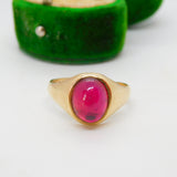 9ct Yellow Gold Cabochon 2ct Natural Ruby Signet Ring Vintage 1964 London