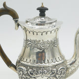 Victorian Sterling Silver Floral Repousse Coffee Pot Antique 1898 Birmingham
