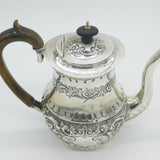 Victorian Sterling Silver Floral Repousse Coffee Pot Antique 1898 Birmingham