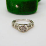 9ct White Gold & 0.2ct Illusion Set Diamond Dress Ring Vintage c1990