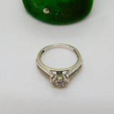 9ct White Gold & 0.2ct Illusion Set Diamond Dress Ring Vintage c1990