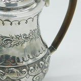 Victorian Sterling Silver Floral Repousse Coffee Pot Antique 1898 Birmingham