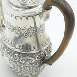 Victorian Sterling Silver Floral Repousse Coffee Pot Antique 1898 Birmingham