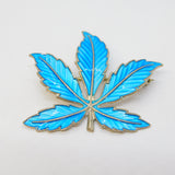 Marius Hammer Norwegian Sterling Silver Blue Enamel Maple Leaf Brooch Vintage