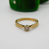 9ct Yellow Gold & 0.15ct Diamond Solitaire Ring Vintage c1970 London