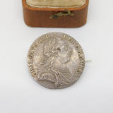 Georgian Sterling Silver Shilling Coin Brooch Very Fine Condition 1787 Antique