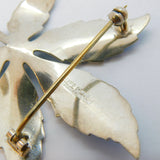 Marius Hammer Norwegian Sterling Silver Blue Enamel Maple Leaf Brooch Vintage