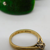 9ct Yellow Gold & 0.15ct Diamond Solitaire Ring Vintage c1970 London