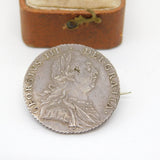 Georgian Sterling Silver Shilling Coin Brooch Very Fine Condition 1787 Antique