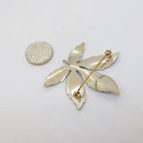 Marius Hammer Norwegian Sterling Silver Blue Enamel Maple Leaf Brooch Vintage
