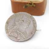 Georgian Sterling Silver Shilling Coin Brooch Very Fine Condition 1787 Antique