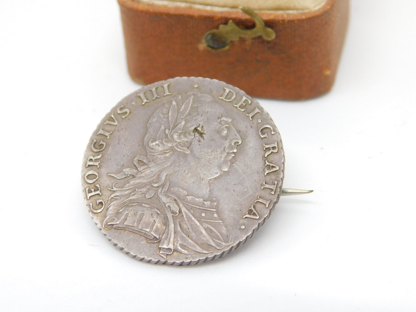 Georgian Sterling Silver Shilling Coin Brooch Very Fine Condition 1787 Antique