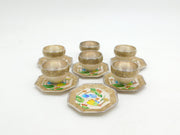 Japanese .999 Pure Silver Enamel Birds & Floral Tea Cup Set Vintage 1985 Boxed