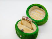 9ct Yellow Gold, Ruby & Diamond Dress Ring Vintage 1977 Birmingham