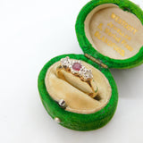 9ct Yellow Gold, Ruby & Diamond Dress Ring Vintage 1977 Birmingham