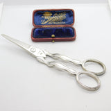 Pair of Sterling Silver Lined Edge Grape Scissors or Shears 1911 Birmingham