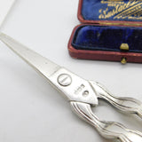 Pair of Sterling Silver Lined Edge Grape Scissors or Shears 1911 Birmingham