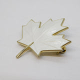 Aksel Holmsen Norwegian Sterling Silver White Enamel Maple Leaf Brooch Vintage