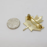 Aksel Holmsen Norwegian Sterling Silver White Enamel Maple Leaf Brooch Vintage