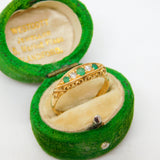 Victorian 18ct Gold, Emerald & Diamond Boat Ring Antique 1870 Birmingham