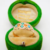 Victorian 9ct Rose Gold, Turquoise & Coral Dress Ring Antique c1880
