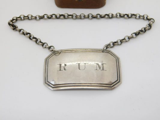 Georgian Sterling Silver Rum Decanter Label 1824 Birmingham Antique J. Willmore