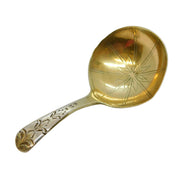George III Sterling Silver Gilt Floral Tea Caddy Spoon Antique 1791 London
