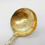 George III Sterling Silver Gilt Floral Tea Caddy Spoon Antique 1791 London