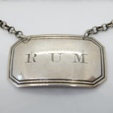 Georgian Sterling Silver Rum Decanter Label 1824 Birmingham Antique J. Willmore