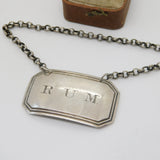 Georgian Sterling Silver Rum Decanter Label 1824 Birmingham Antique J. Willmore