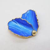Hroar Prydz Norwegian Sterling Silver Gilt Blue Enamel Opening Flower Brooch