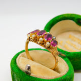 Georgian 18ct Yellow Gold, Garnet & Seed Pearl Dress Ring Antique c1830 Regency
