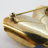 Hroar Prydz Norwegian Sterling Silver Gilt Blue Enamel Opening Flower Brooch