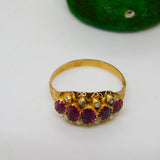 Georgian 18ct Yellow Gold, Garnet & Seed Pearl Dress Ring Antique c1830 Regency