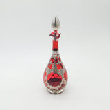 Victorian Cranberry Glass & Sterling Silver Overlaid Decanter Antique 1901 Bham