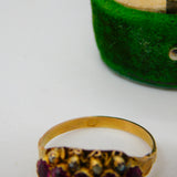 Georgian 18ct Yellow Gold, Garnet & Seed Pearl Dress Ring Antique c1830 Regency