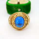 9ct Yellow Gold Blue Cabochon Cambridge University Graduation Ring Vintage 2002