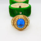 9ct Yellow Gold Blue Cabochon Cambridge University Graduation Ring Vintage 2002
