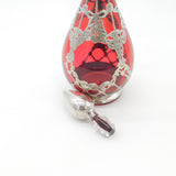 Victorian Cranberry Glass & Sterling Silver Overlaid Decanter Antique 1901 Bham